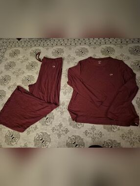 XL: Calvin Klein Burgundy Two-Piece Pajama Set